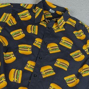 IN N OUT Burger Shirt Men XL Black All Over Print Pocket Button Up  Short Sleeve